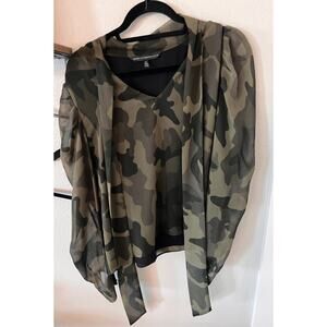 White House Black Market Camo Blouse